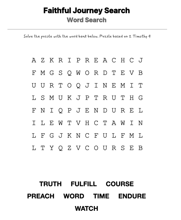 A Season for God word-search